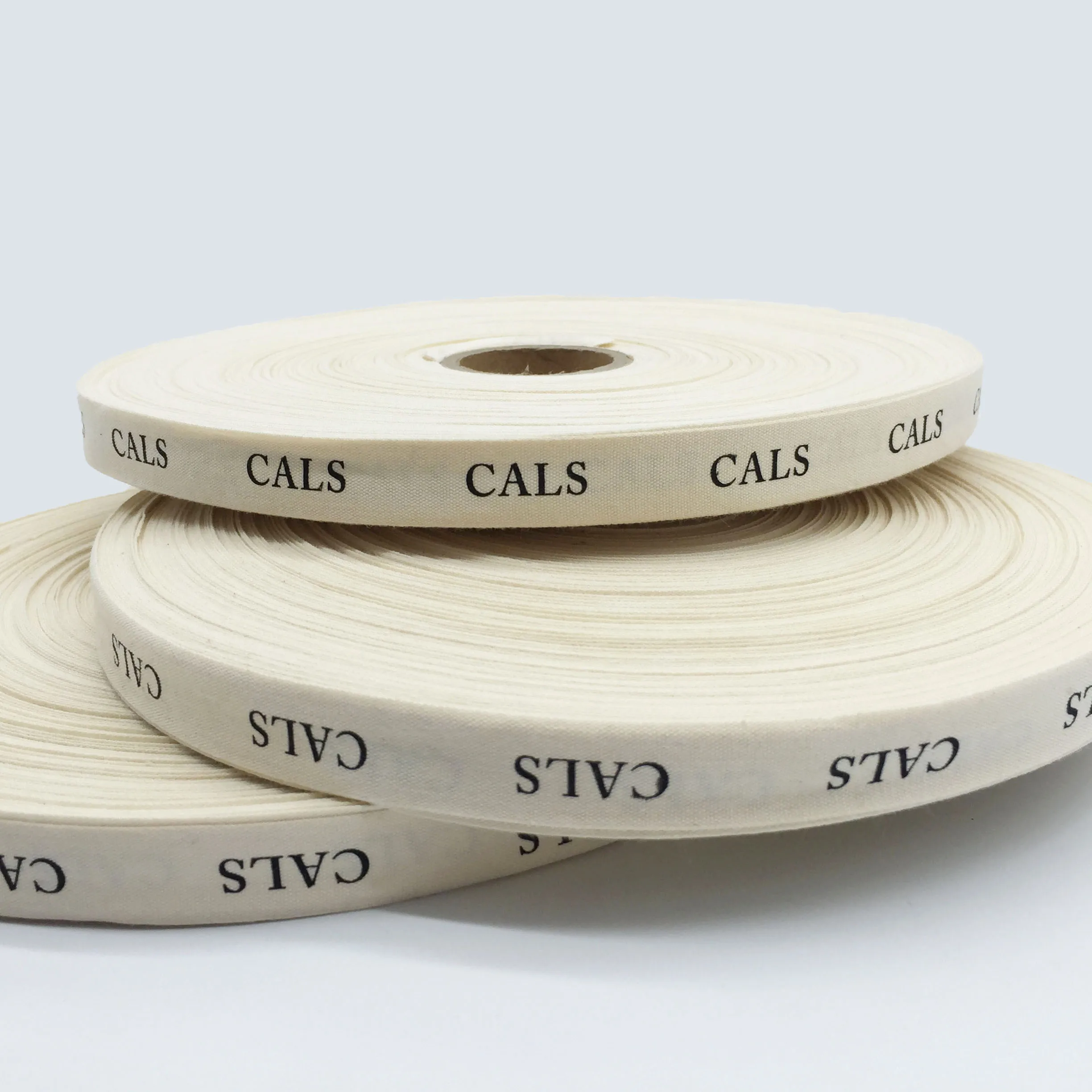 Eco-Friendly Custom Printed  Organic Cotton Ribbon with  Logo Gift Herringbone Pattern Cotton Tape