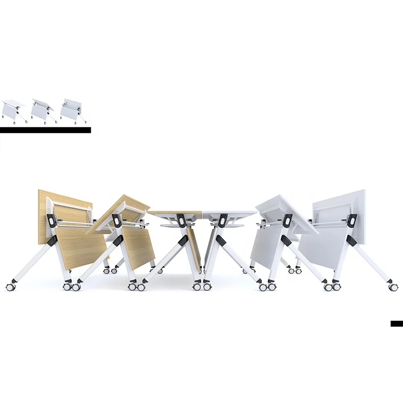 Metal Speech Training White MFC MDF Meeting Room Writing Desk Folding Conference Table