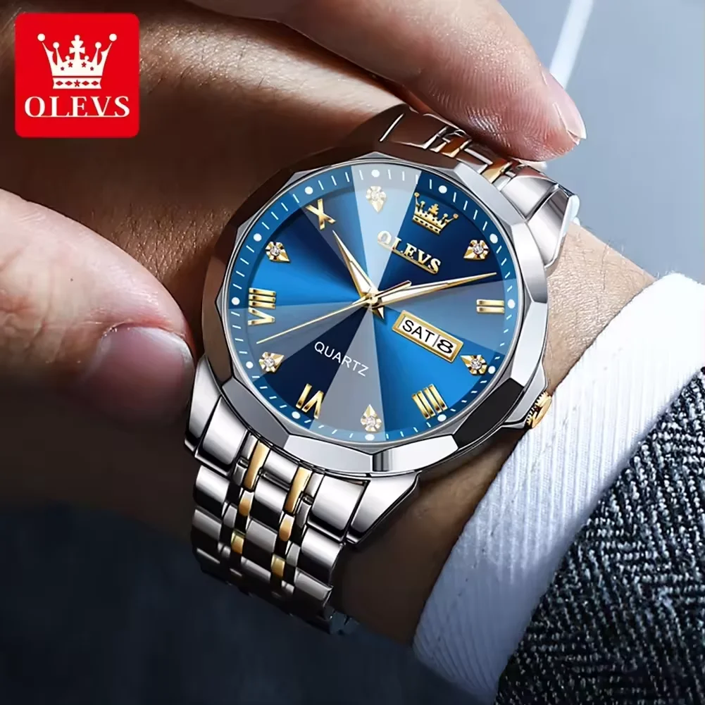 Original OLEVS Watch 9931 Fashion Digital Quartz Watches Men Luxury Sport Wristwatch Dual Display Watch