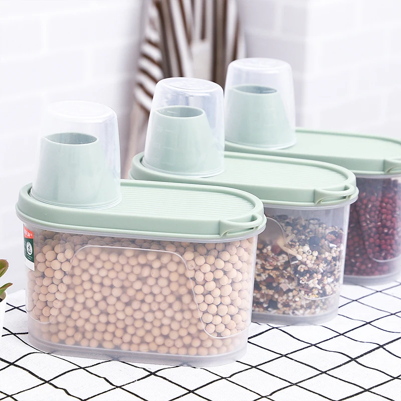Airtight Dry Bulk Containers Cereal Solid Sealed Air Tight Plastic Food Storage Container Set With Lids For Kitchen