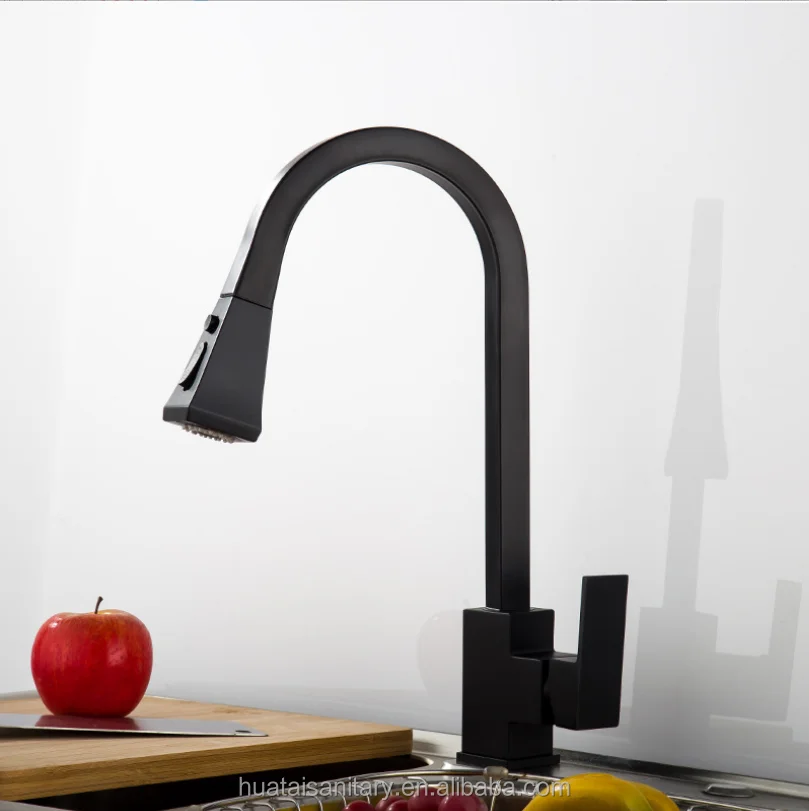 CUPC commercial modern high arc brushed brass spray tap mixer pull out pull down sprayer kitchen sink faucet