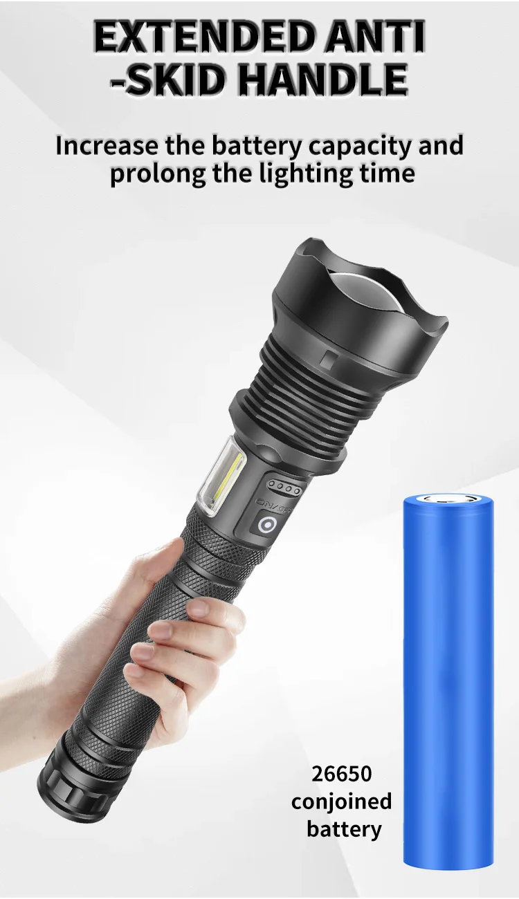 Rechargeable XHP70 Led Flashlight 10000 High Lumens Tactical Light Waterproof Zoomable 9 Mode Camping Emergencies Flashlights