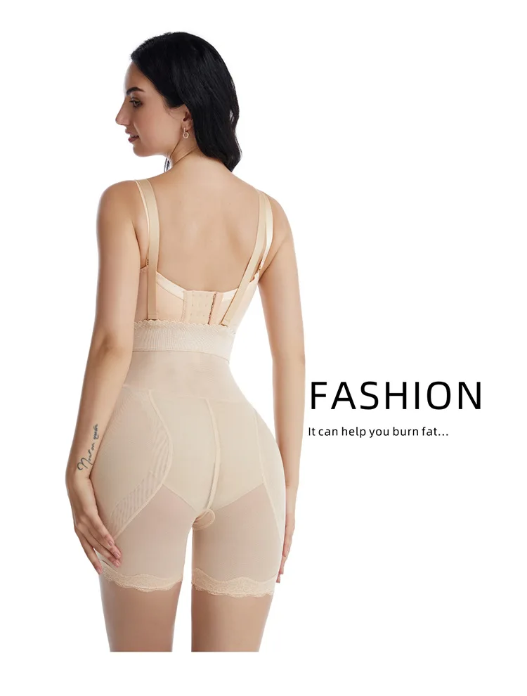 Open Bust Lace Trim Buckle Front Slip Shapewear Panties Tummy Control Adjustable Slimmer Body Shape Underwear