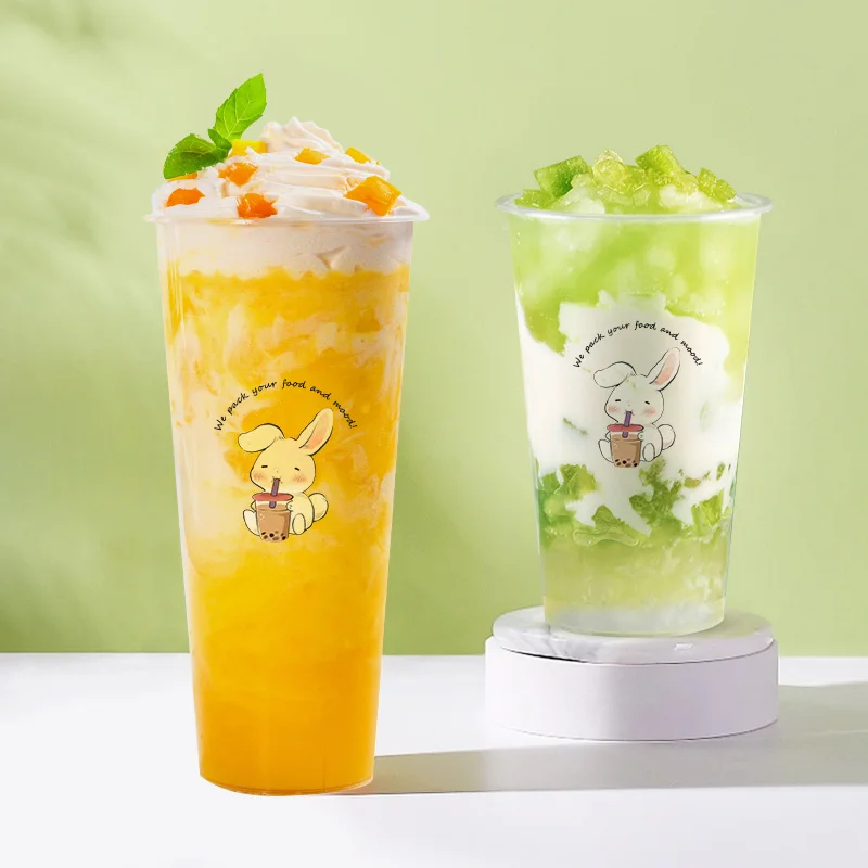LOKYO Wholesale 500ml 700ml transparent pp injection smoothie juice fruit lemon boba bubble tea disposable plastic cup