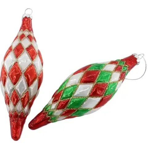 Customized Christmas ball hand-painted glass double pointed ornaments Christmas decorations hanging on the Christmas tree