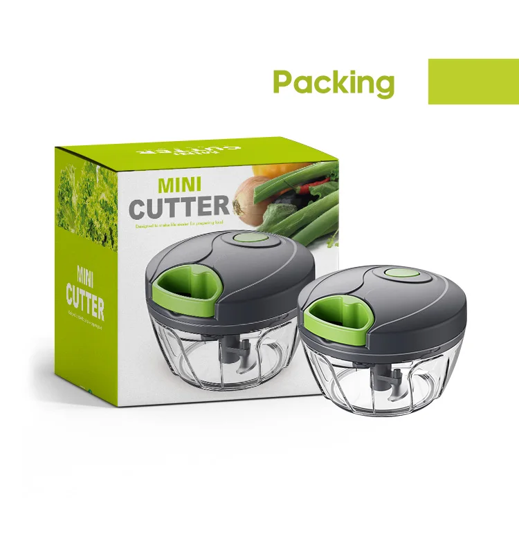 Portable Eco-Friendly Plastic Hand-Pulled Vegetable & Meat Cutter Mini Chopper for Chilli & Garlic Fast & Easy Manual Tool