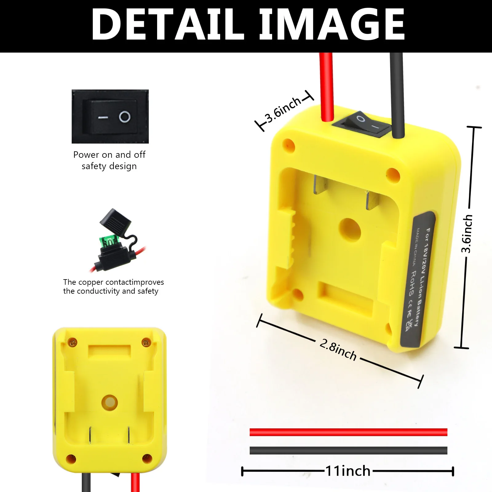 Novel Smart DIY Home 14.4V-18V Tools Battery Output Devices Adapter With 30A Guarded Switch For Dewalt Battery