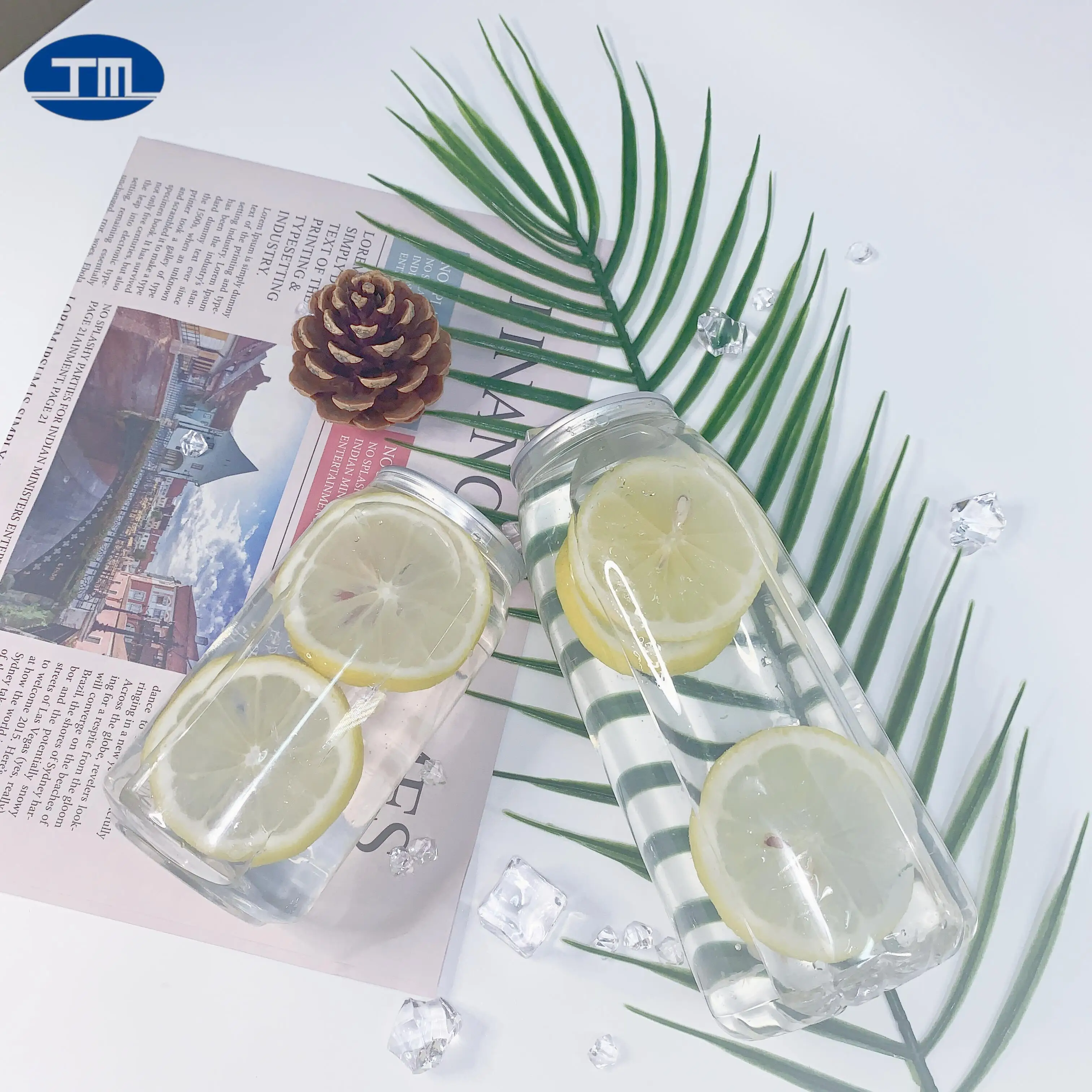 JIMA custom can Clear transparent pet can  plastic 250ml 350ml 400ml 500ml 650ml easy open can for soft drink, juice, soda, beer