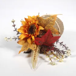 H19294 Artificial Sunflower Autumn Maple Leaf Pine Cones Plant Mini  Fall Gifts for Thanksgiving Harvest Halloween Decoration