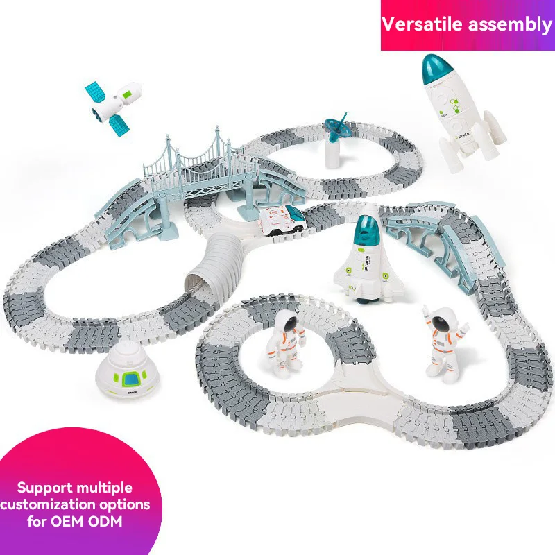 Plastic Slot Toy Race Track Set - 332pcs with Train & Electric Speed