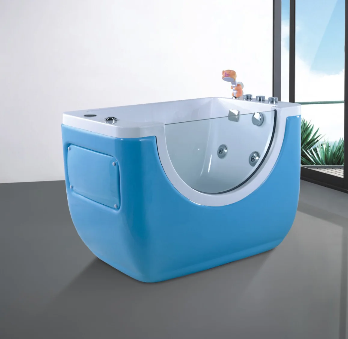 Modern Acrylic Freestanding Bathtub with Massage Function Deep Soak Small Bathroom Soaking Acrylic Bath Tub