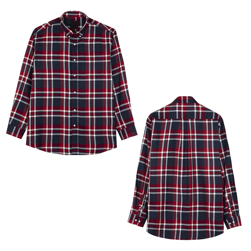 New Product Explosion  High Quality OEM Service 100% Soft Cotton  the Red and Black Plaid Shirt