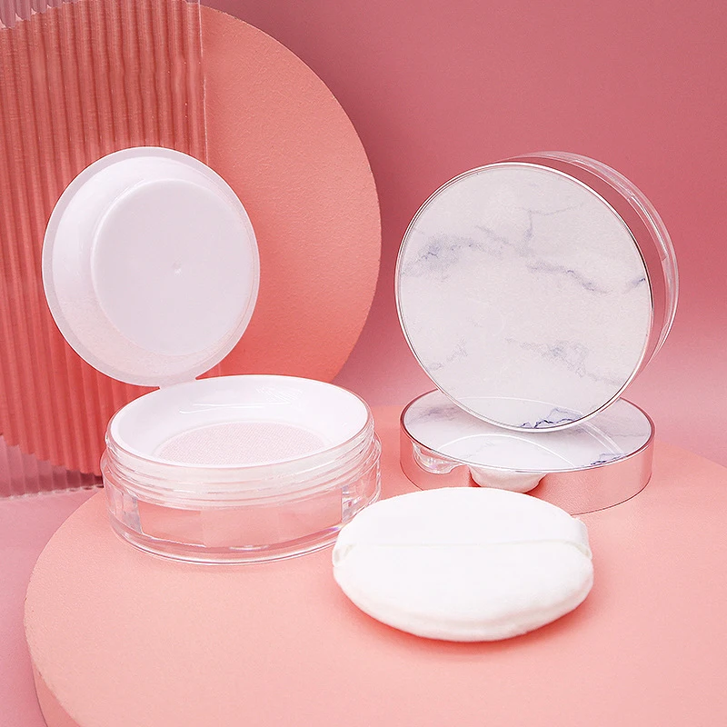 15g Hot Selling Empty Plastic Case For Loose Powder With Powder Puff Disposable Loose Powder Container With Sifter