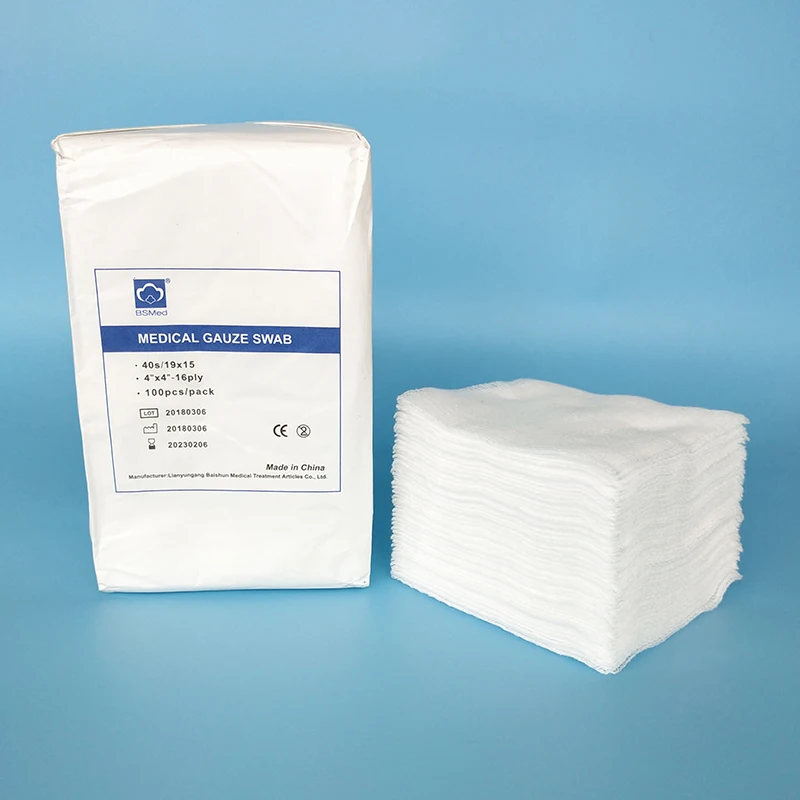 Hot Sale 100% cotton 4 ply non-woven medical gauze swab