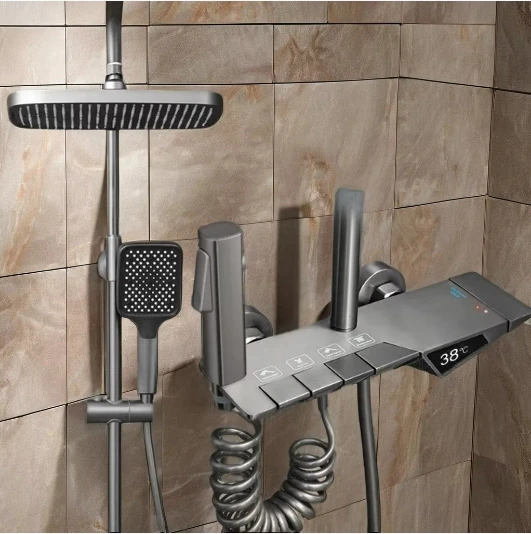 Modern Style ABS Chrome Wall Mounted Overhead Shower with High Pressure Chrome Plastic Shower Head Arm for Hotel Bathroom Use