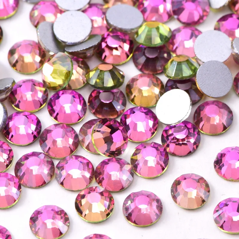 New Air Gold Line Rose Glass Color Strass Air Violet Flatback Non Hot Fix Rhinestone Crystal Bikini Strass for Nail Decoration