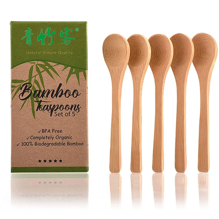 Christmas Gifts 5pcs Coffee Spoon Tea Spoon Small Mini Bamboo Spoon Sets