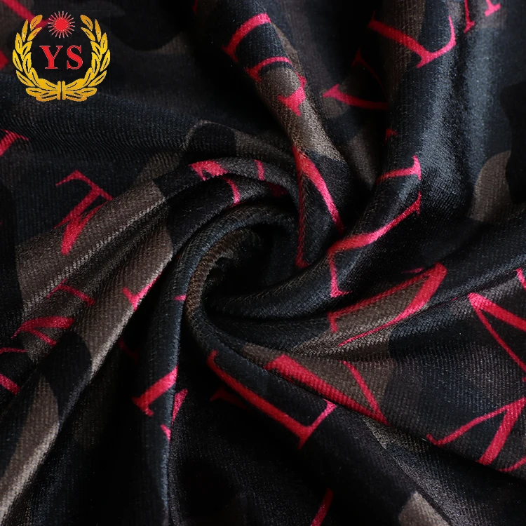 
New arrival wholesale customized color velvet print fabrics textil 