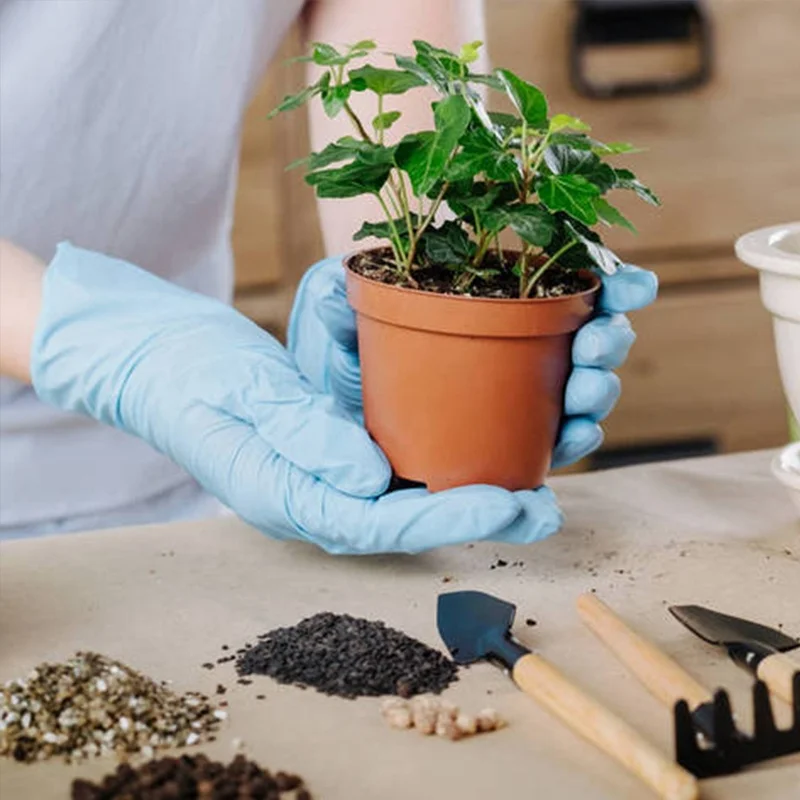 100 PCS Box Nitrile Gloves Finger Texture Anti-slip Gloves Waterproof Disposable Nitrile Hand Gloves Powder Free for Gardening