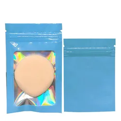 RTS Reusable Mylar Zip lock Food Storage Bags with Clear Window Holographic Food Bag Plastic Zipper Self Sealing Pouches
