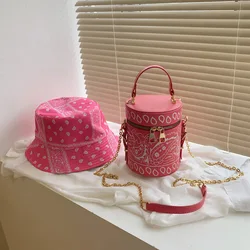 Hot Selling Bandana Bucket Purses 2021 Luxury Handbags For Women Purse And Hat Set Ladies Hand Bags