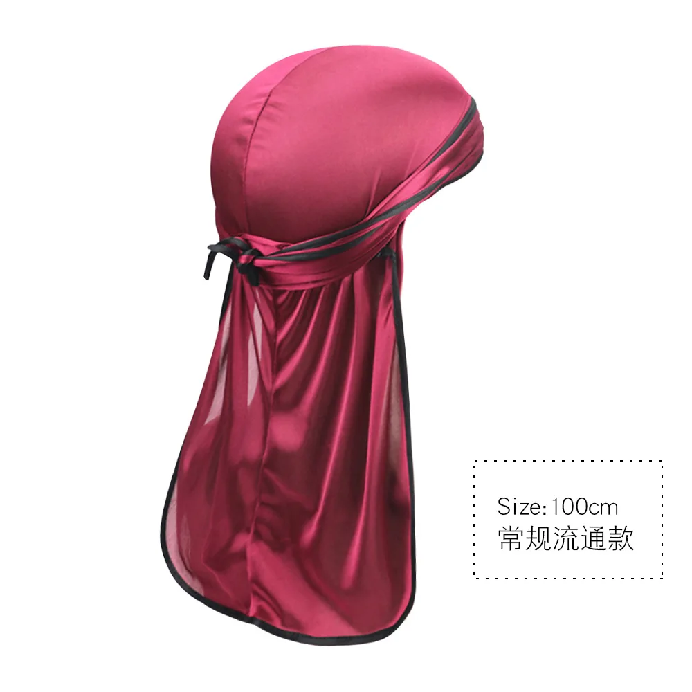 Wholesale Custom Logo Long Tail Satin Durag Silky Designer Hip Hop Headband Silk Durag