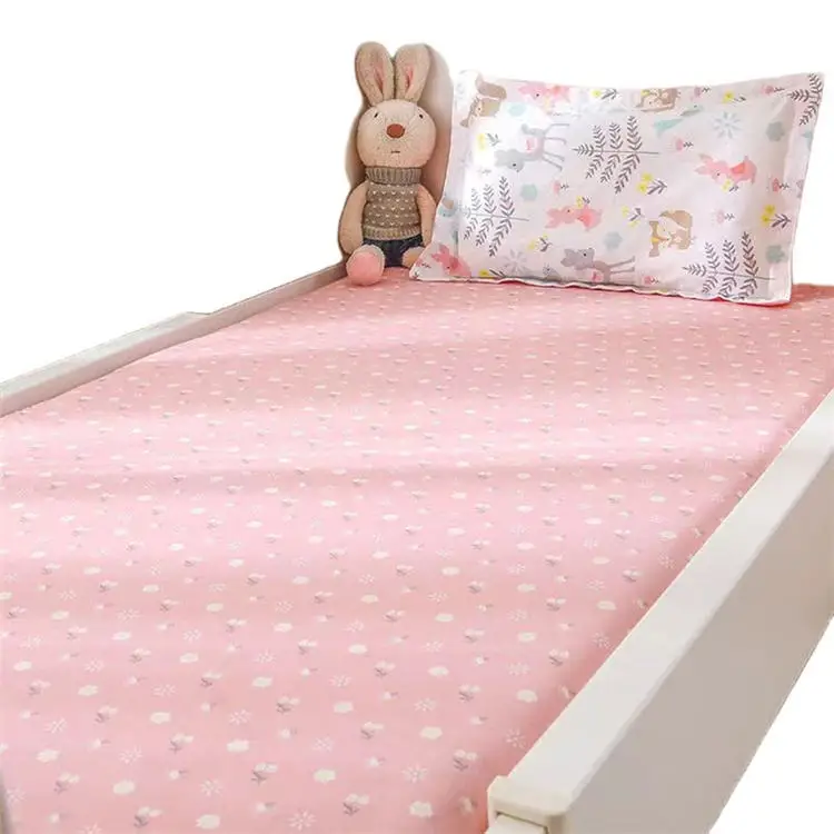 Wholesale Custom Pink Printing Cot Crib Fitted Sheet Organic Cotton Baby Girl Fitted Crib Sheet Set