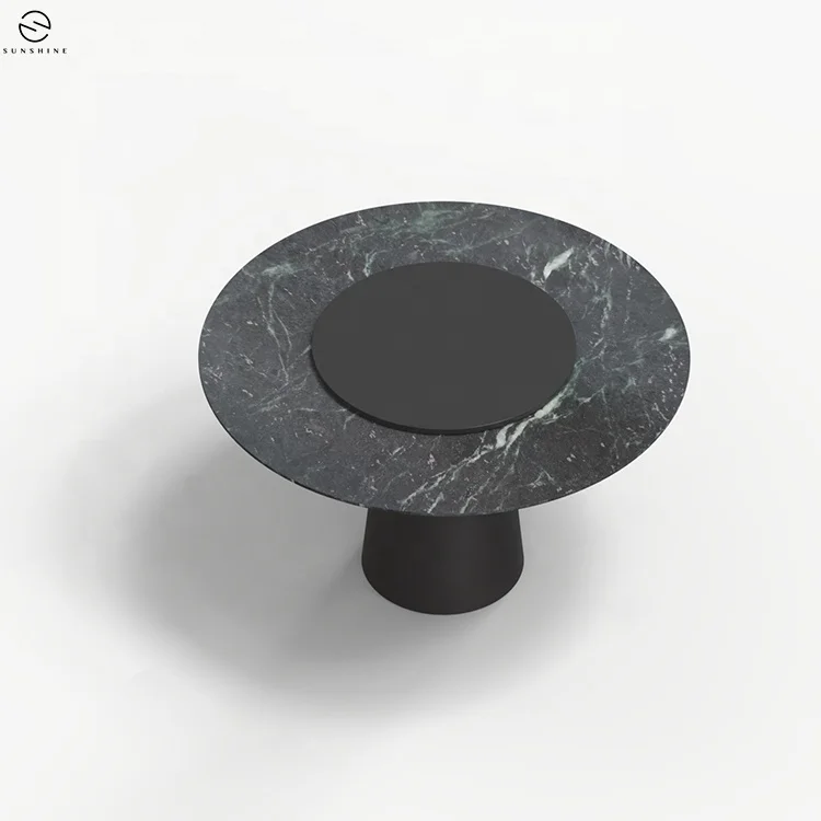 Italian Design Dining Table Dinning Room Kitchen Marble Furniture Round Luxury Dark Indian Green Lazy Susan Dinning Table Sets