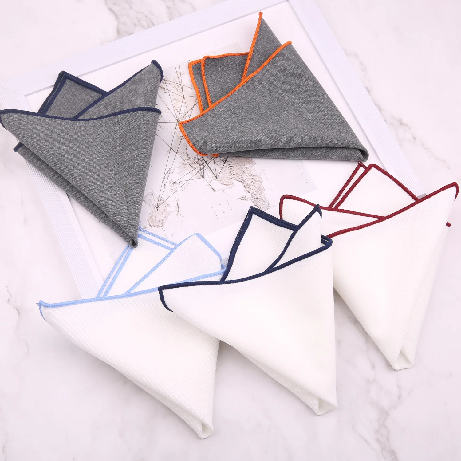 Custom Linen Cotton Handkerchiefs Factory Manufacture Suit Accessories White Cotton Pocket Square Handkerchiefs Hanky