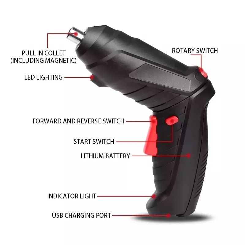 47 pcs electric screwdriver set 4V Li-Ion battery power screwdriver cordless Mini screw driver hand tools electric tool