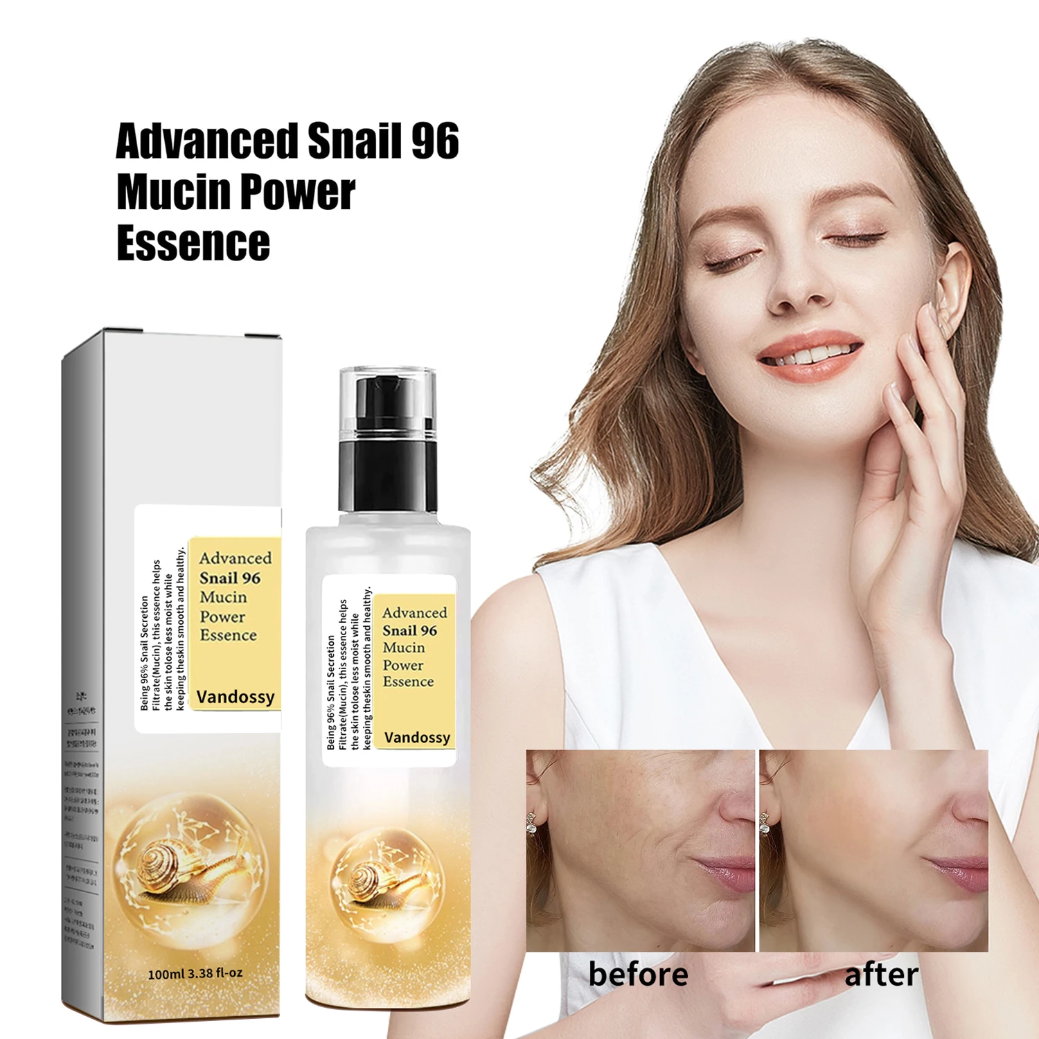 Private Label Snail Mucin 96% Power Face Serum Deep Hydrating Serum for Face Self Care Glow Skin Korean Skin Care