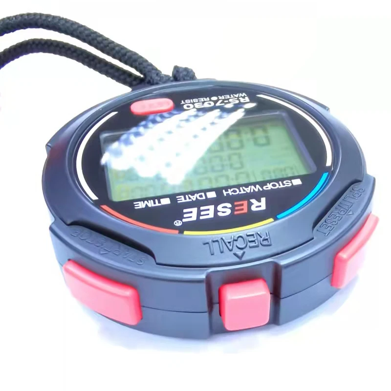 Resee Thousands of seconds 30 memory hand-held function swimming 3 Rows Display sports digital stopwatch
