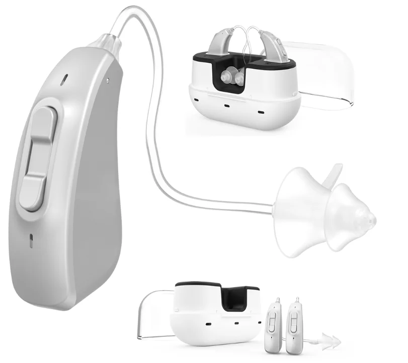 New 2 Channels BTE Amplifying Earphones Hearing Aid Sound Amplifiers for deaf