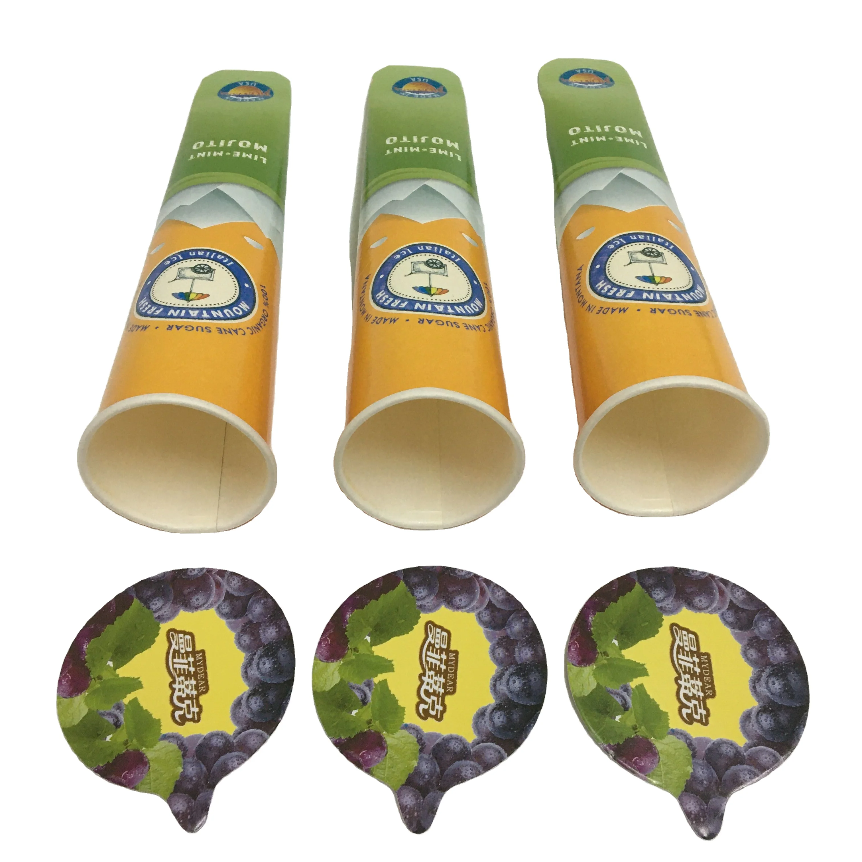 SP240 Free Sample Custom Cute 120ml Disposable Candy Squeeze Cup Push Up Calippo Ice Cream Paper Tube