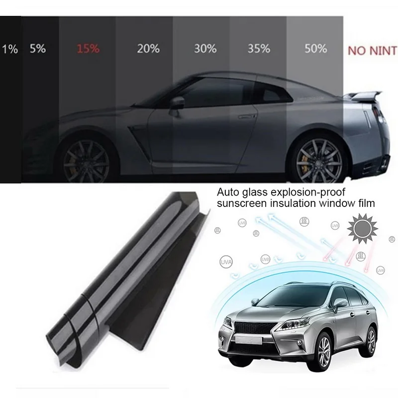 1 Roll 50cm X 3m 1/5/15/25/35 Percent VLT Window Tint Film Glass Sticker Sun Shade Film for Car UV Protector foils Sticker Film