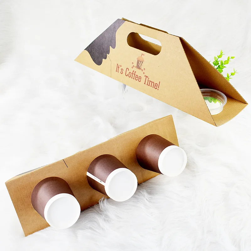 China 1/2/4 Cup to Go Custom Disposable Take Away Drink Carrier Paper Coffee Cup Holder With Handle