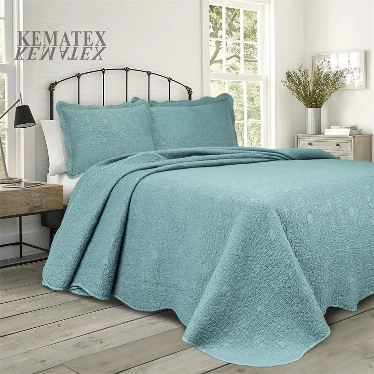 Stone washed cotton ultrasonic bedspread coverlet summer bedding quilts