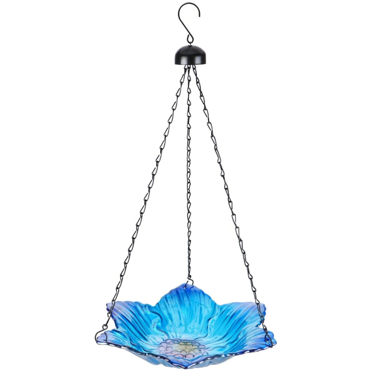 OEM customized Bird bath Outdoor Glass Birdbath with Metal Stand for Yard Lawn And Garden Decor Birdbaths Bird Bath