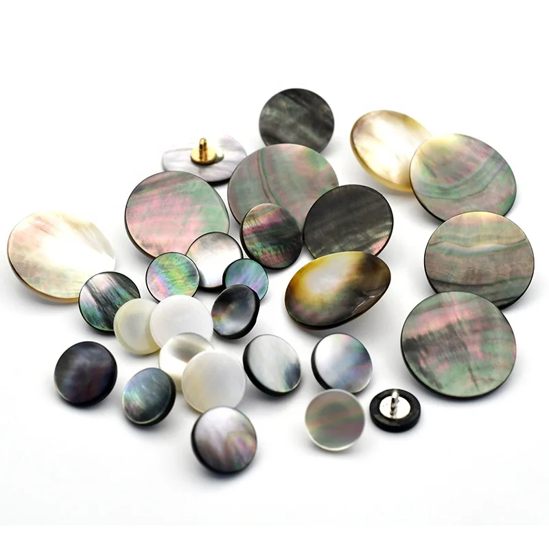 10MM 11.5MM 12.5MM 15MM 18MM 20MM 23MM 25MM Mother of Shell Pearl Alloy Hand Sewing Sew Shank Button