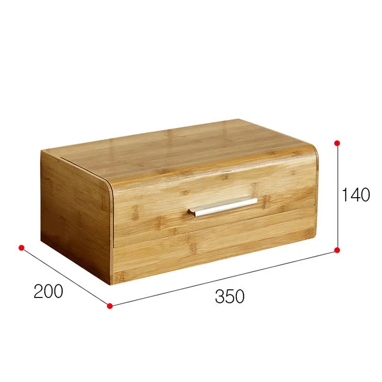 Chinese cheap wooden food storage box bamboo double layer bread box for kitchen