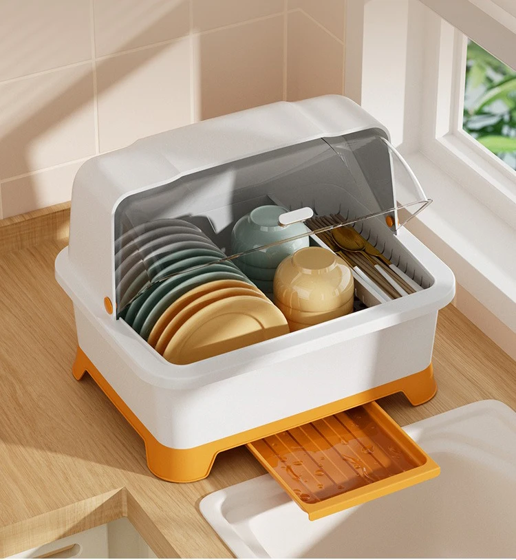 Kitchen Multifunction Tableware Storage Box Household Bowls Chopsticks Storage Vessel Plastic Cutlery Storage Box With Flip Lid
