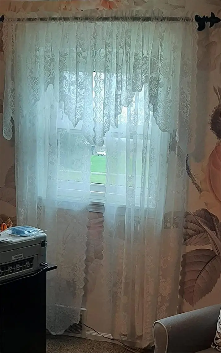 Small short curtain window sheer, Cafe living room curtain , Lace Kitchen Tiers