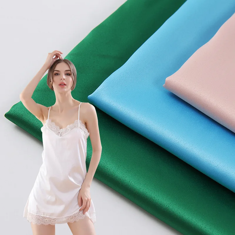 High Quality Imitation Acetate Stretch 100% Polyester Fabric 50*75d Satin Fabric For dress