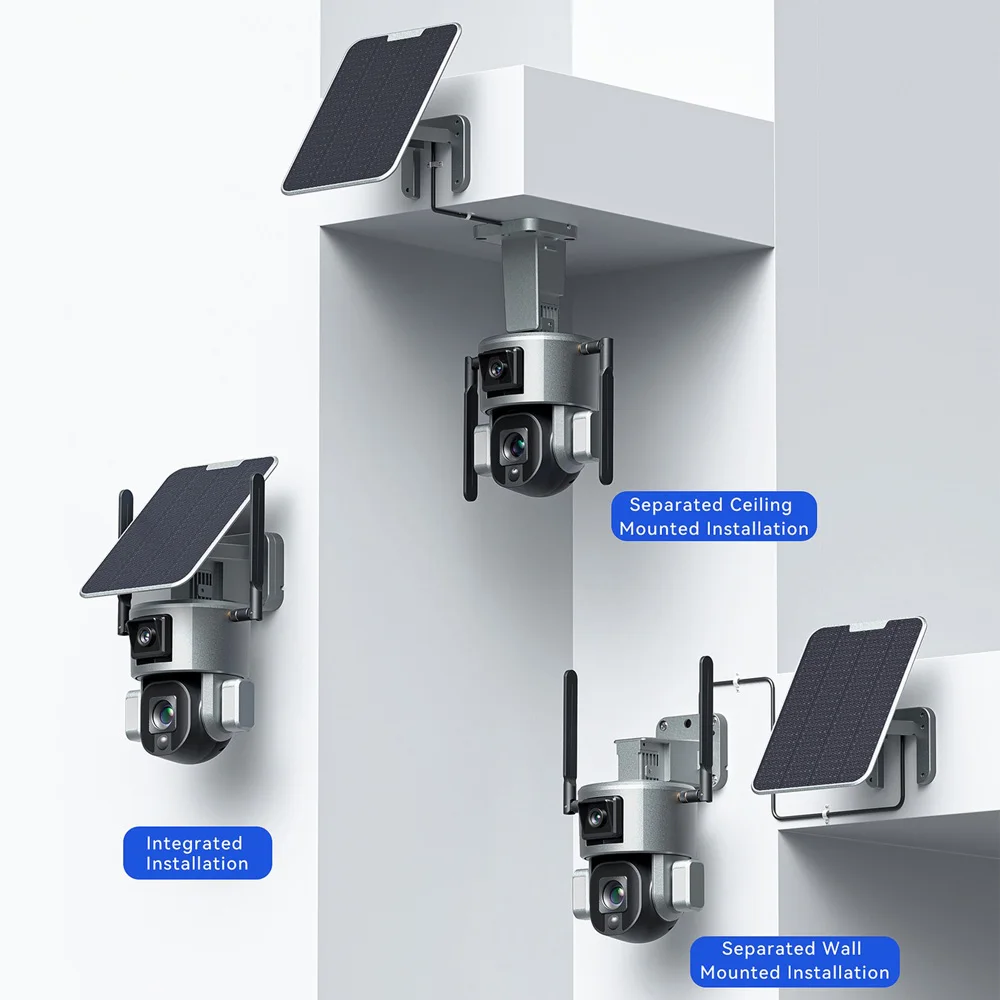 TUYXCIE Outdoor 4g Security Niview 10x Ptz Network Cctv Ip67 Wifi Ip 8MP Solar Panel Bullet Camera With Dual Lens CCTV Camera