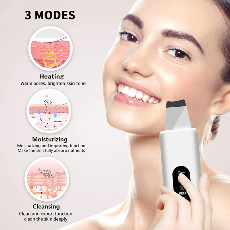 J&R Premium Portable Deep Face Spatula Peeling Cleaning Electric Ultrasonic Skin Facial Scrubber
