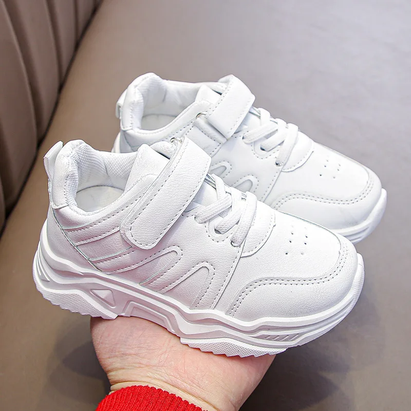 Autumn Kids White Sneakers Leisure Platform Light Soft Fashion Boys Girls Sport Shoes Size 26-37 All-match Children Trainers