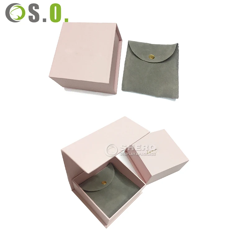 Clamshell Jewelry Gift Paper Box Bow Ribbon Book Type Ring Earrings Necklace Foldable Cardboard Jewelry Packaging Box