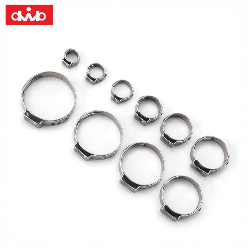 Single Ear Hose Clamps for Pex Tube CV Joint Boot for Engine Parts Stainless Steel 304 SUS Metal Fittings