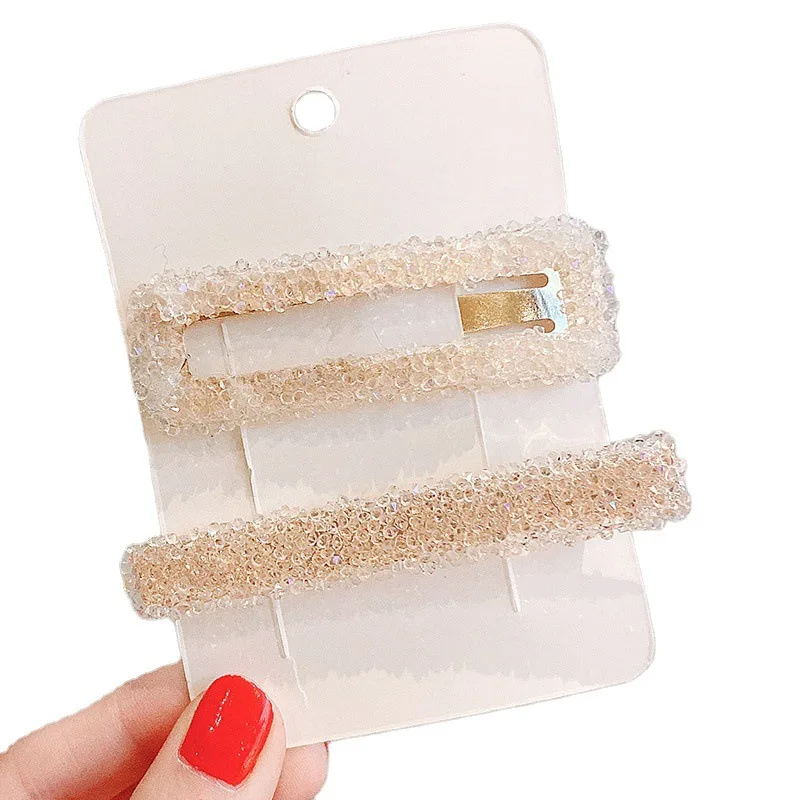  2PCS/Set Korean Hair Clips For Women Accessories Fashion Jewelry Simulated Rhinestone Hairpins Geometric Gold