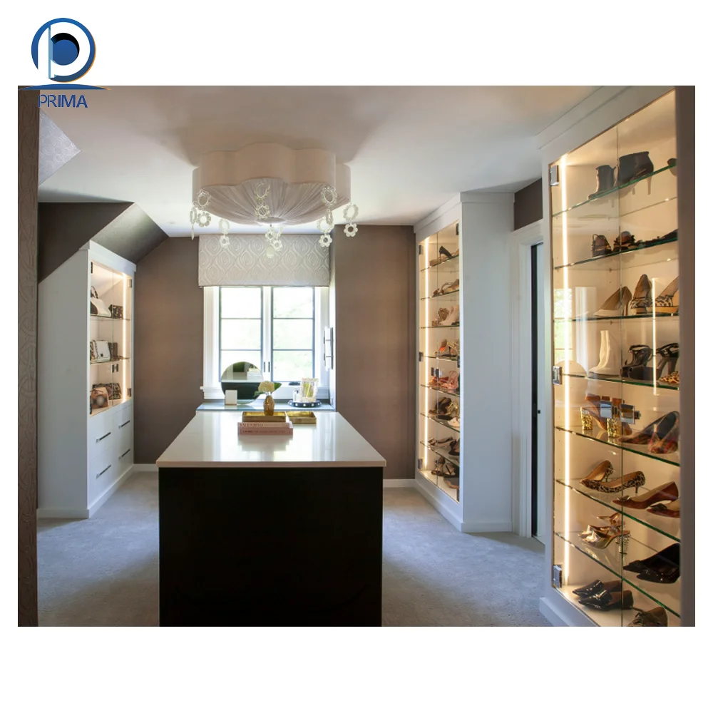 Prima Top Seller HPL MDF Melamine Finish Open Style with aluminum frame door with Dresser Wardrobe